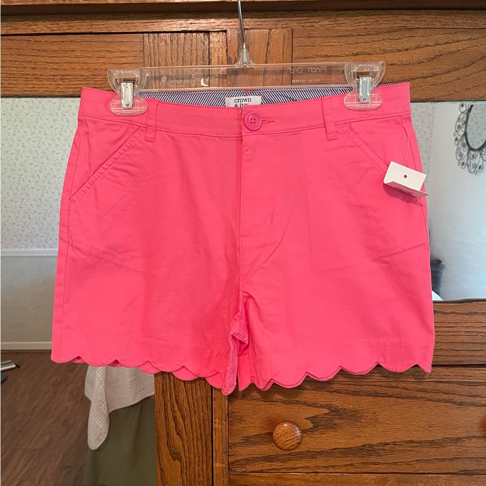 Pink Size 16 Shorts With Scalloped Hem